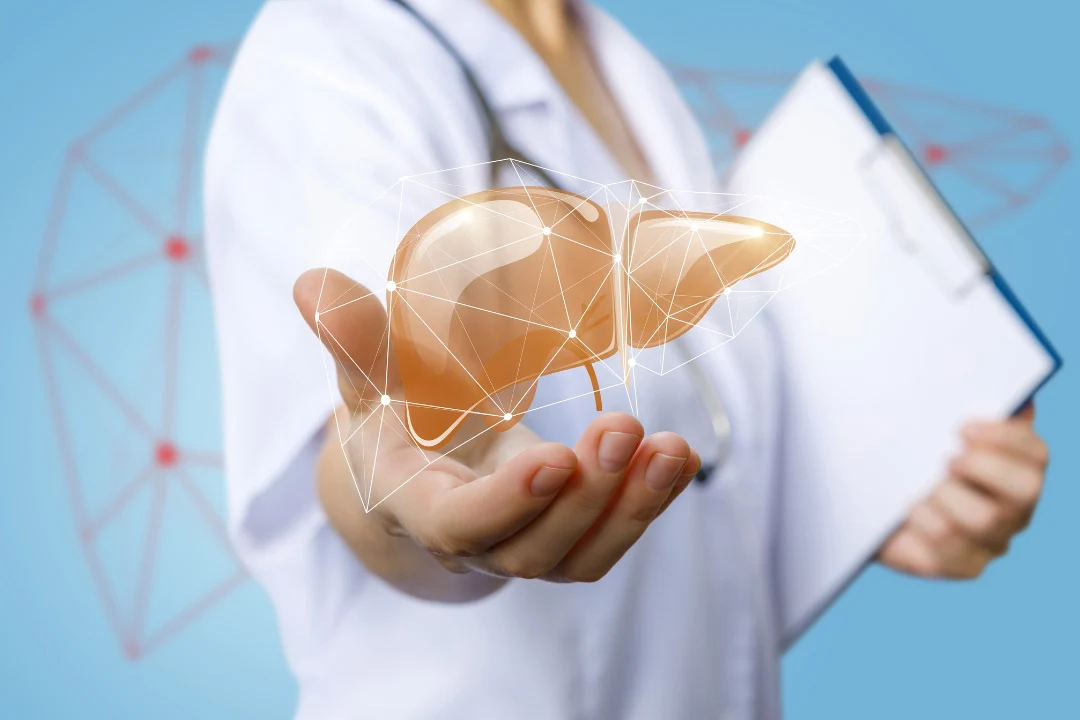 healthy liver concept with background in doctor