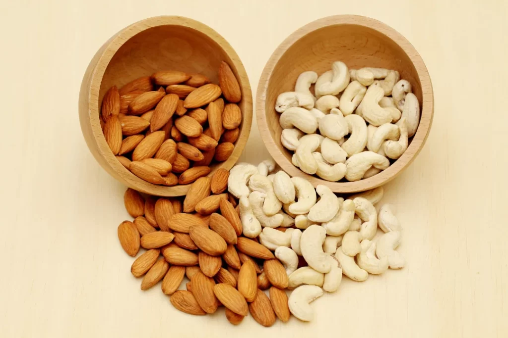Almonds and cashew for making protein bars. 