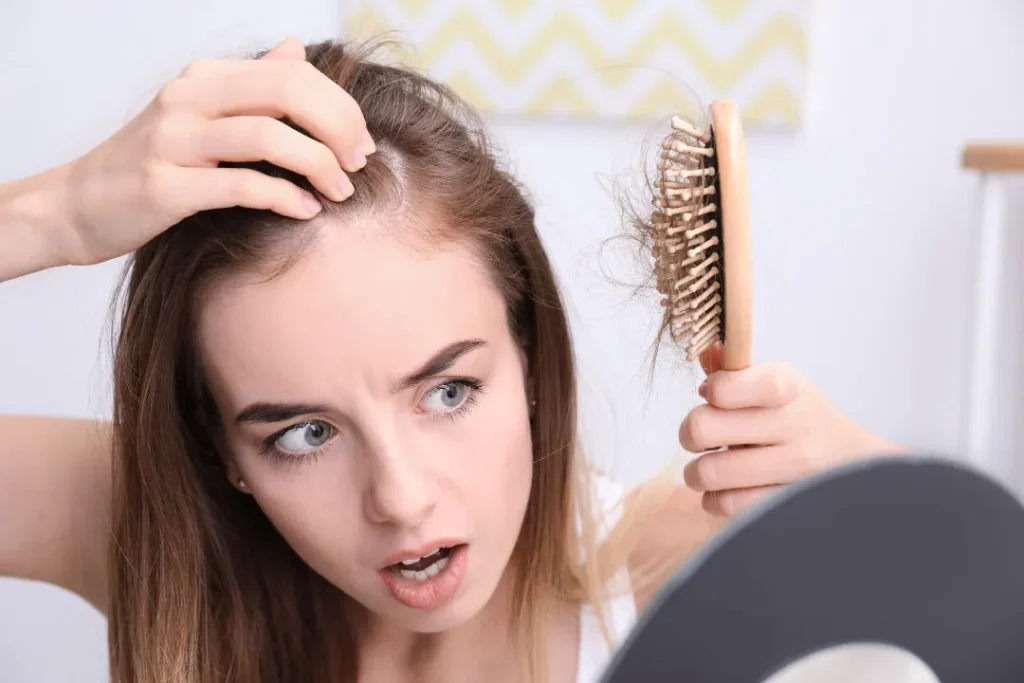 women with hair loss problem. peptides for hair growth
