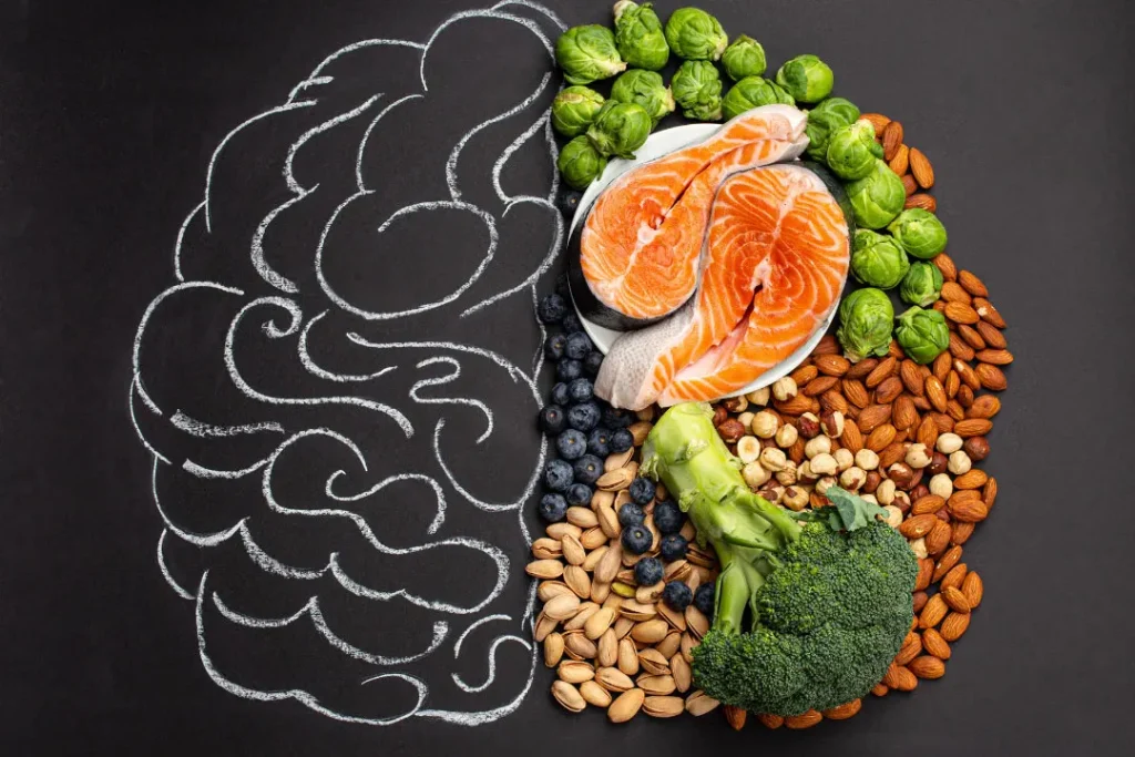 Food items for a healthy brain. 