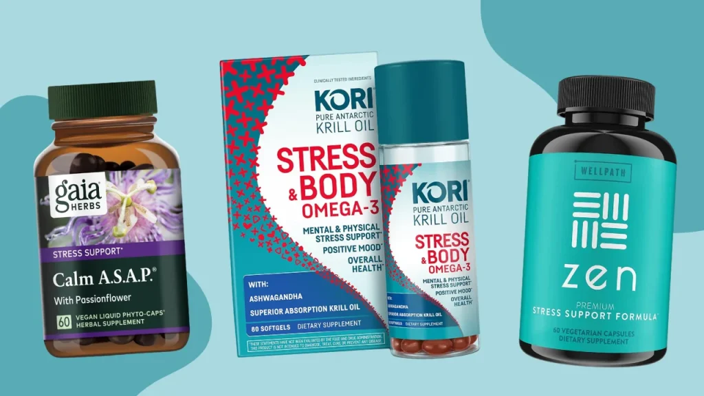 Kori Krill Oil Stress & Body Ashwagandha with gaia herbs and wellpath zen stress support
